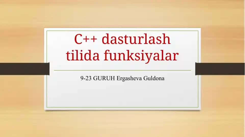 C++ da funksiyalar