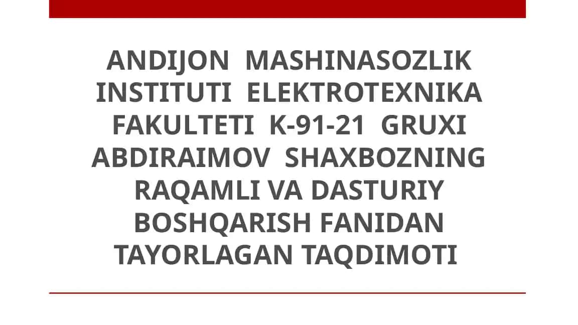 Raqamli Texnikaning Asosiy Elementlari