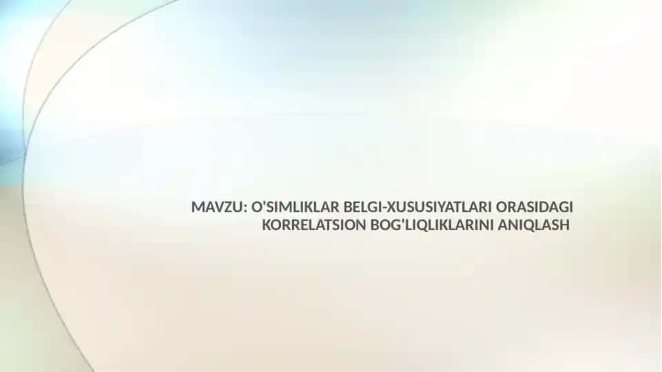 Korrelatsiya o'simliklar belgilaridan
