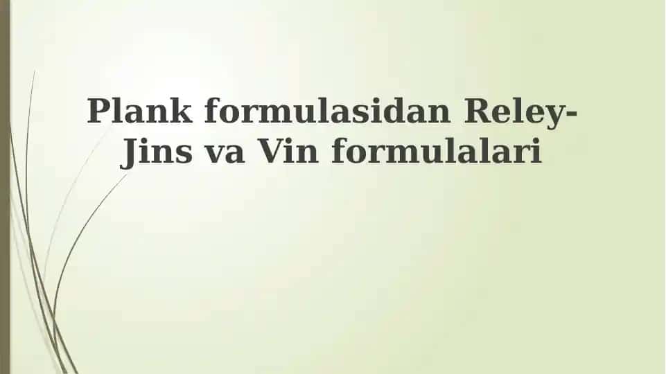 PlankformulasidanReley-JinsvaVinformulalari