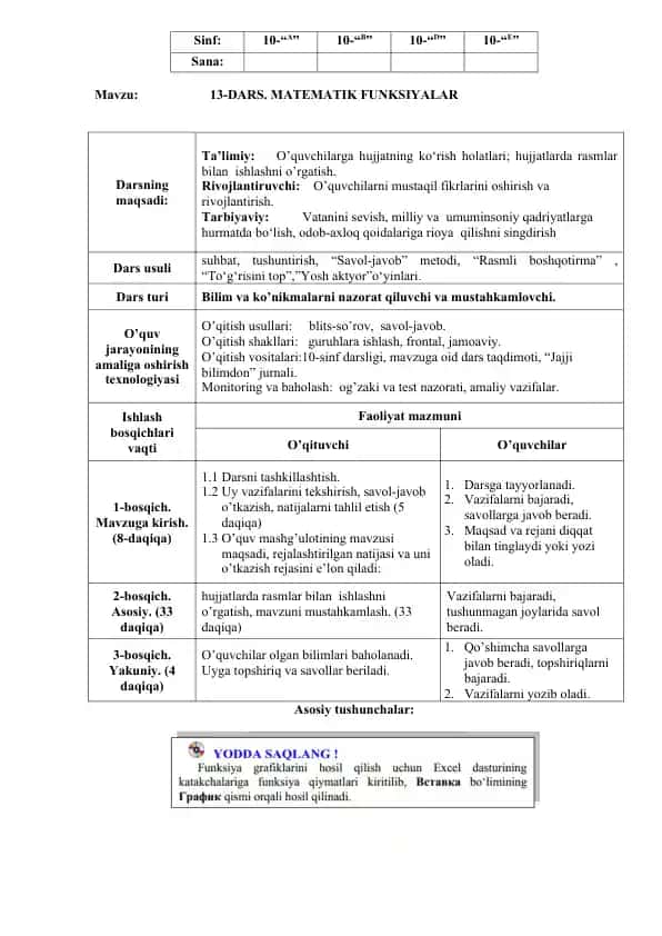 13-DARS. MATEMATIK FUNKSIYALAR