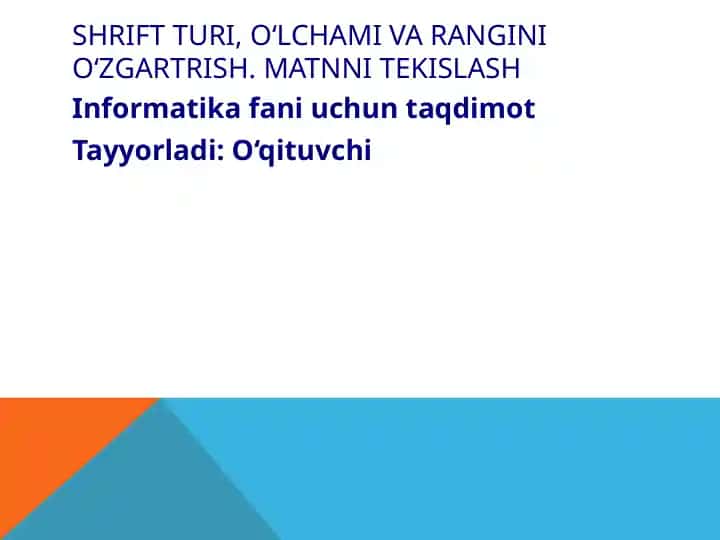 Informatika faniga oid taqdimot