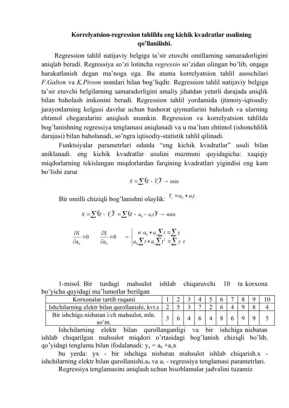 Korrelyatsion-regression tahlil