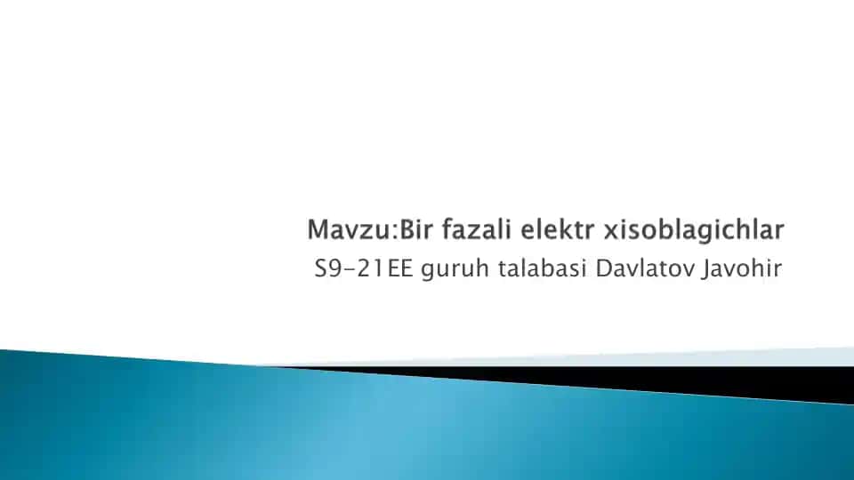 Bir fazali elektr xisoblagichlar