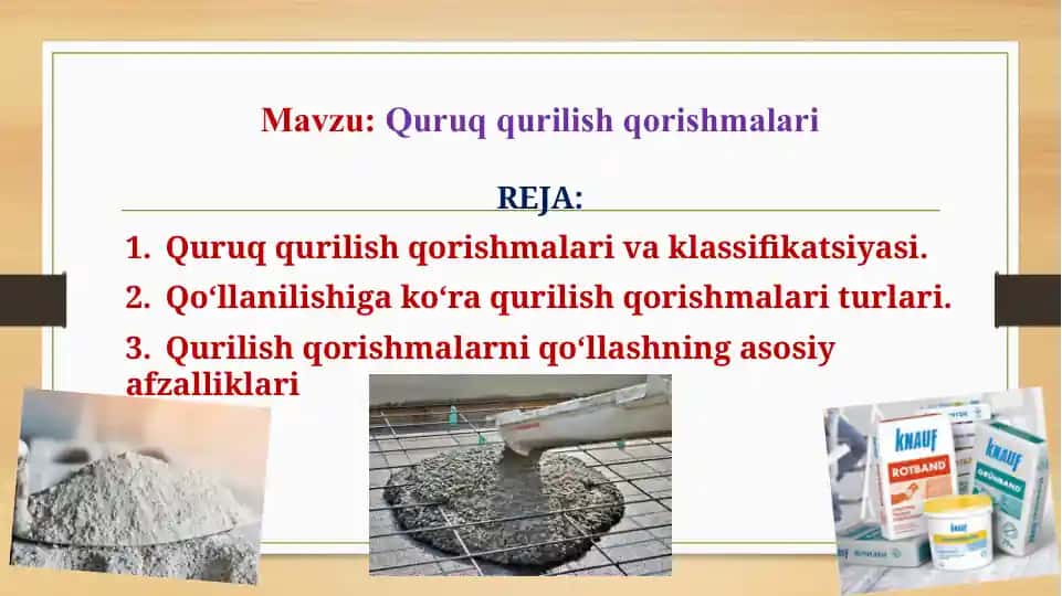 Quruq qurilish qorishmalari
