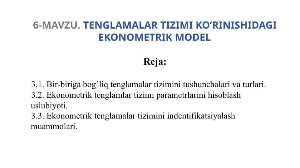 Ekonometrik tenglamar tizimi