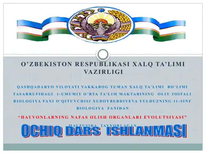 "Hayvonlarning nafas olish organlari evolutsiyasi"