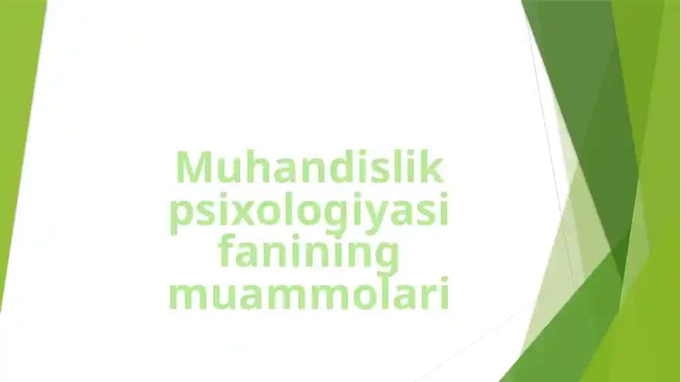 Muhandislik psixologiyasi fanining muammolari