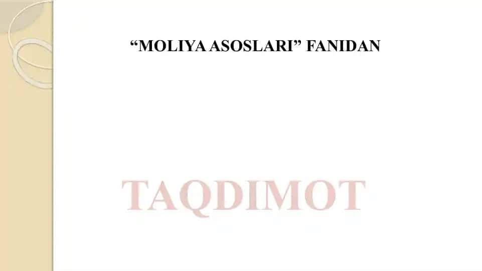 MOLIYA ASOSLARI