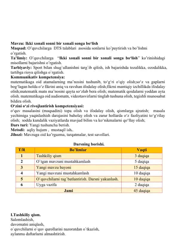 Ikki xonali sonni bir xonali songa bo‘lish