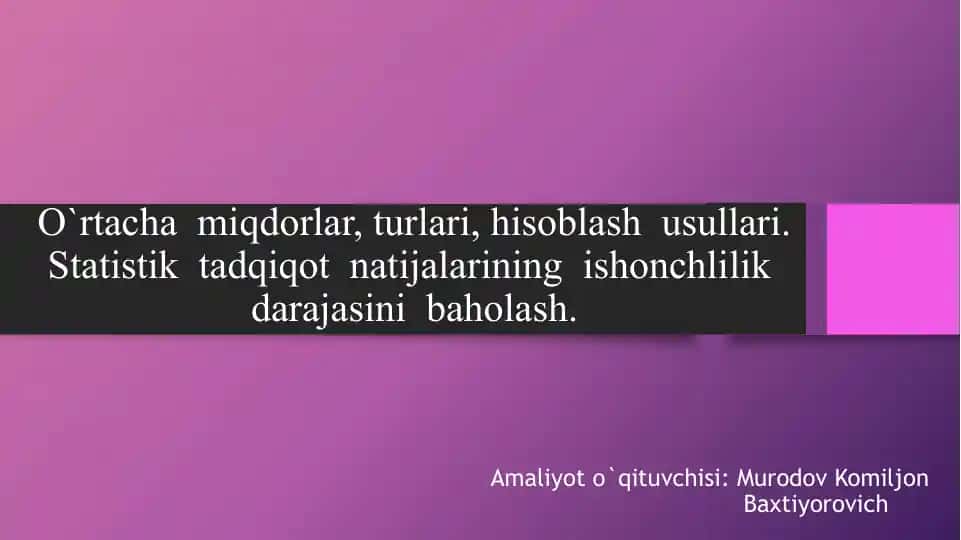 O`rtachamiqdorlar