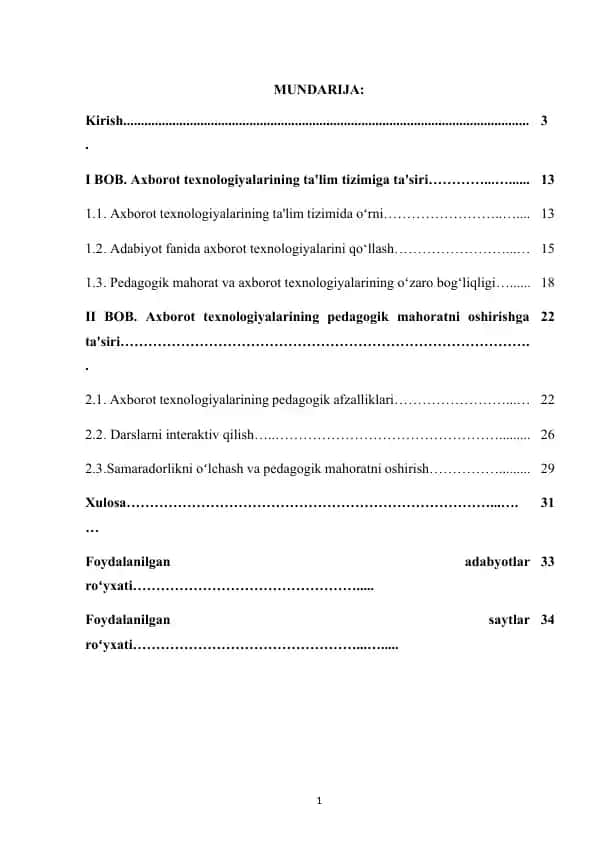 Axborot texnologiyalarining ta'lim tizimi