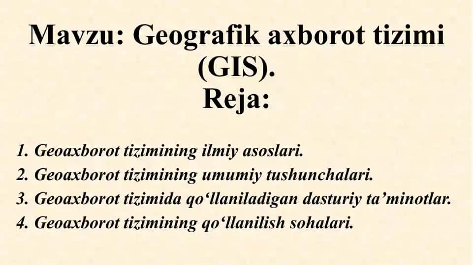 Geografik axborot tizimi (GIS)