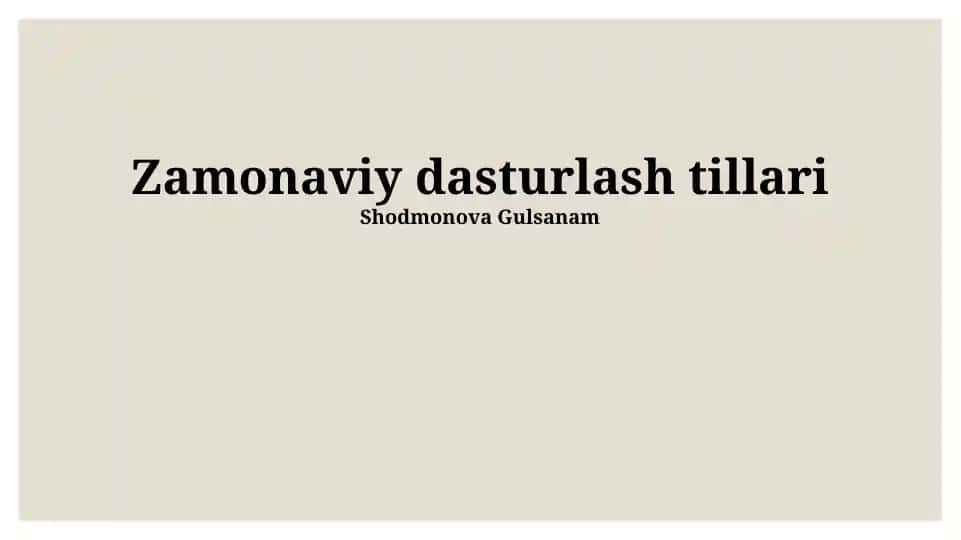 Zamonaviy dasturlash tillari