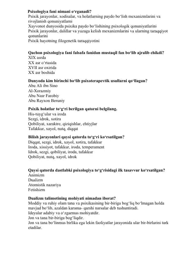 Psixologiya fani haqida