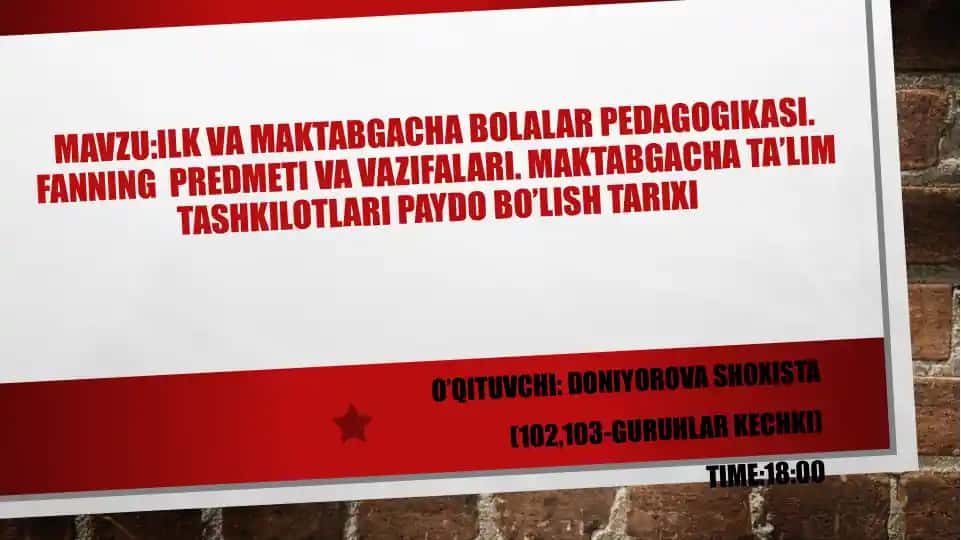 Maktabgacha bolalar pedagogikasi
