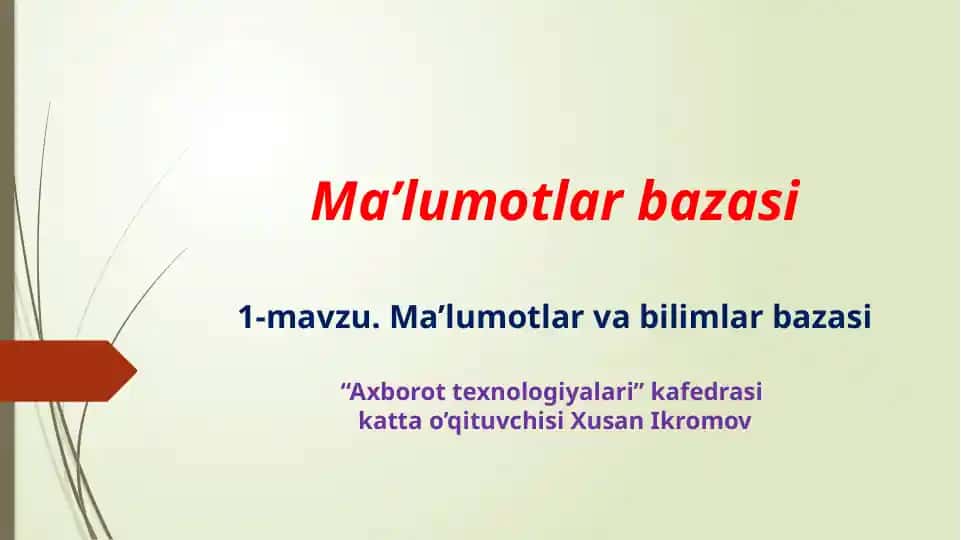 Ma’lumotlarbazasi