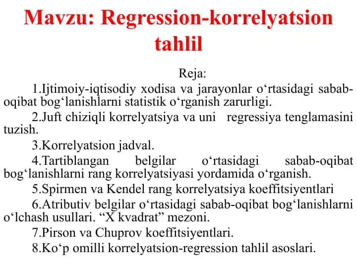 Regression-korrelyatsion tahlil