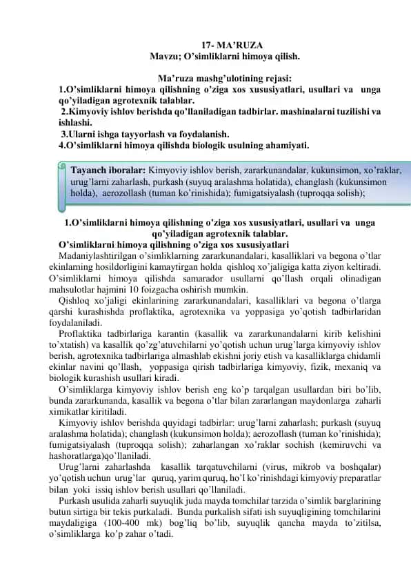 O’simliklarni himoya qilish