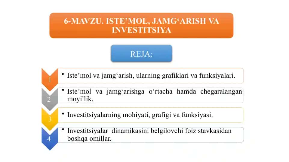 Iste’mol va jamg‘arish, ularning grafiklari va funksiyalari