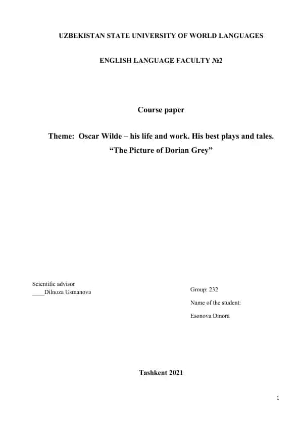 Oscar Wilde – his life and work