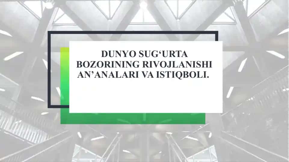 Dunyo sug‘urta bozorining rivojlanishi an’analari va istiqboli