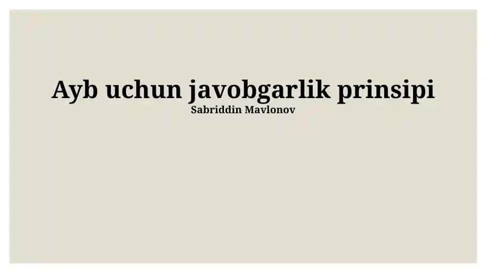 Ayb uchun javobgarlik prinsipi