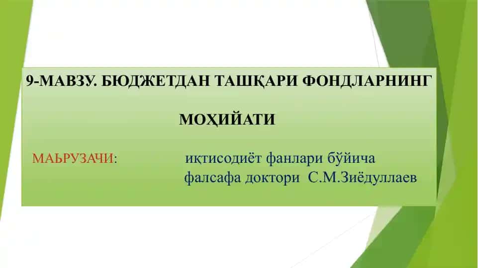 BUDJETDAN TASHQARI FONDLARNING MOHIYATI