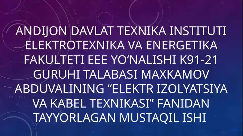 Elektr izolyatsiya materiallarning atrof muhit taʼsiriga chidamliligi