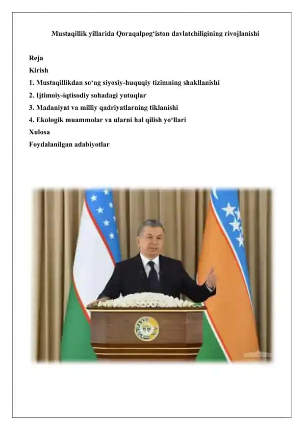Qoraqalpog‘iston Respublikasi mustaqillik bosqichi