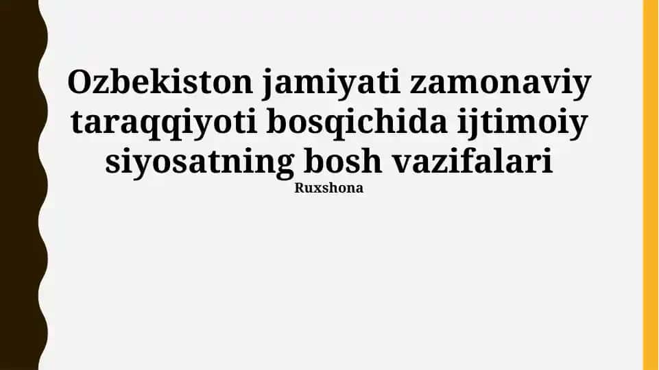 Ijtimoiy siyosatning bosh vazifalari