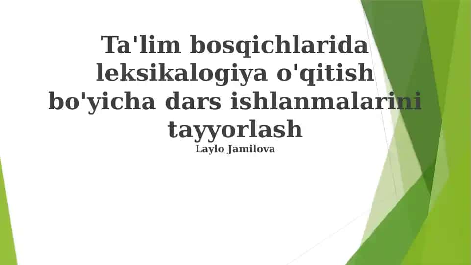 Leksikologiya ta'limi