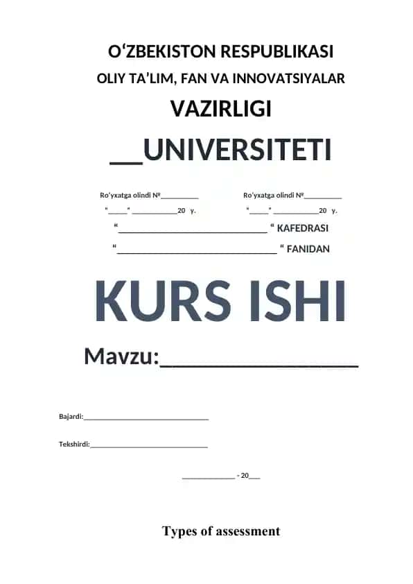 Kurs ishi: Assessment in Education