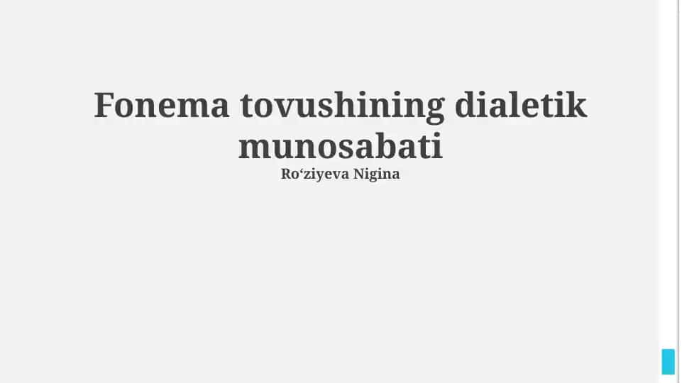 Fonema tovushining dialetik munosabati