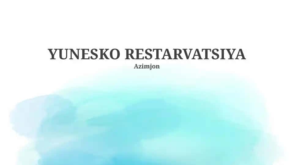 UNESCO RESTARVATSIYA