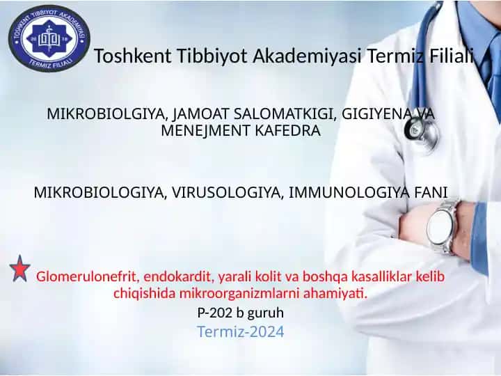 Mikrobiologiya, virusologiya, immunologiya fani