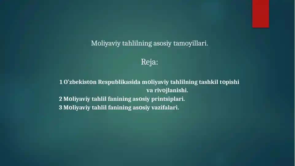Moliyaviy tahlilning asosiy tamoyillari