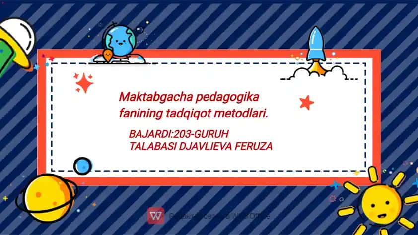 Maktabgacha pedagogika fanining tadqiqot metodlari