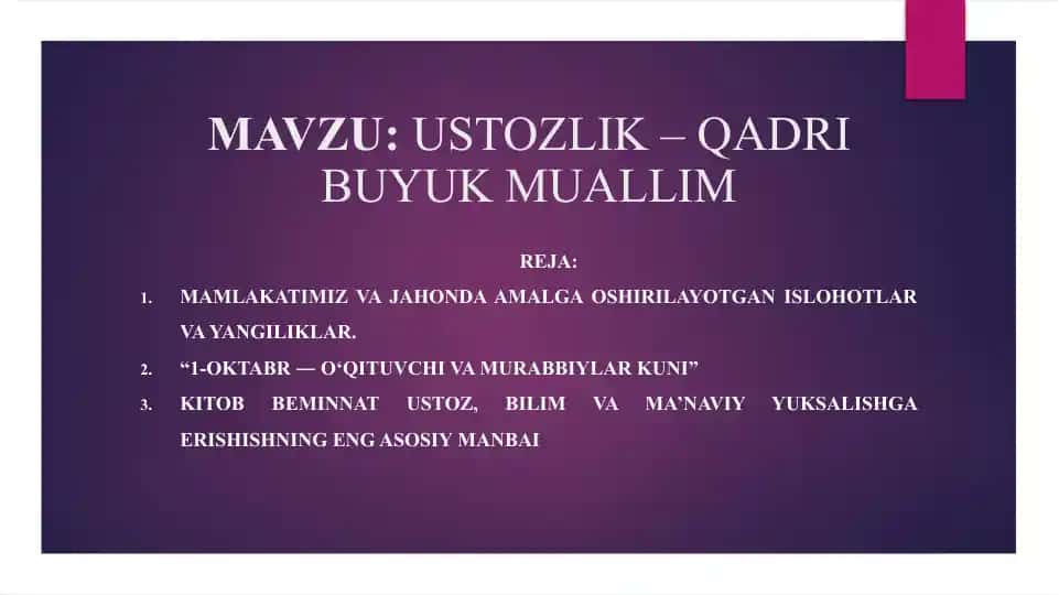 USTOZLIK– QADRI BUYUK MUALLIM