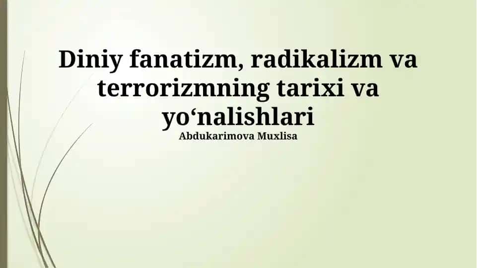 Zamonaviy Diniy Fanatizmga Qarshi Kurash