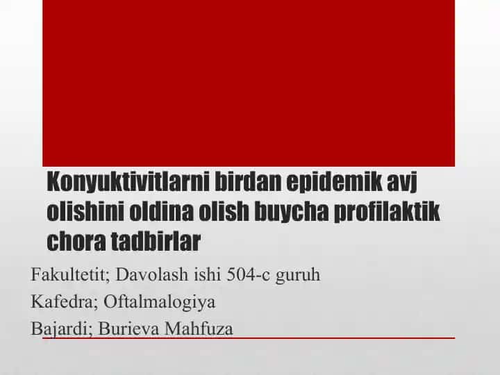 Kon’yunktivit profilaktik choraklar