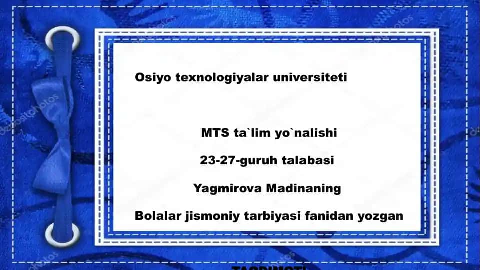 Bolalar jismoniy tarbiyasini o‘rganish