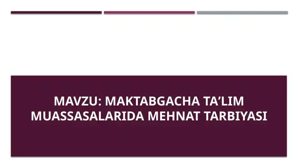 maktabgacha taʼlim muassasalarida mehnat tarbiyasi