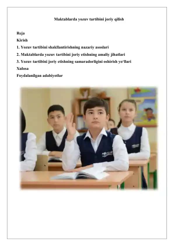 Yozuv tartibini joriy qilish