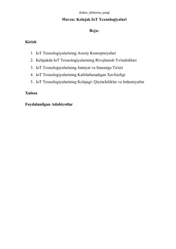 Kelejak IoT texnologiyalari