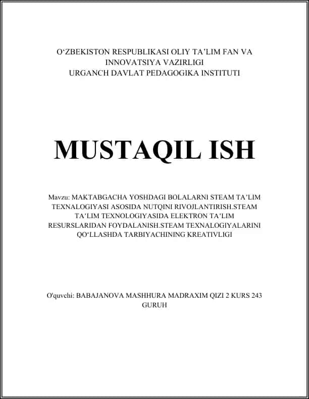 STEAM Taʼlim Texnologiyasi