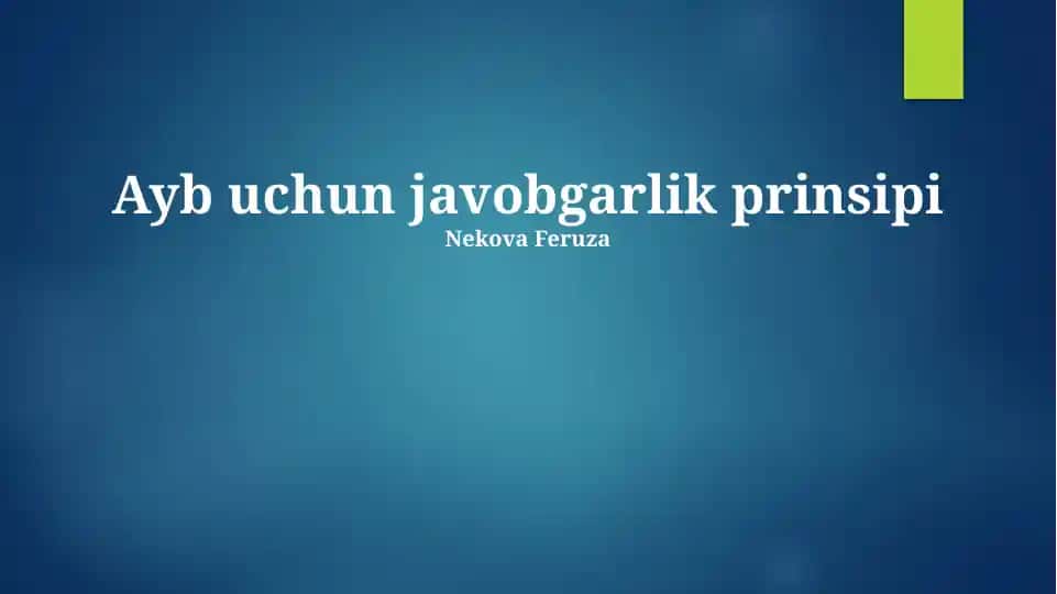 Ayb uchun javobgarlik prinsipi