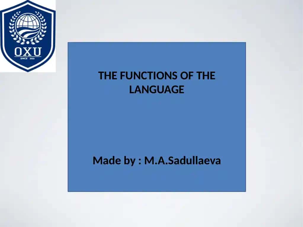 The Functions of Language
