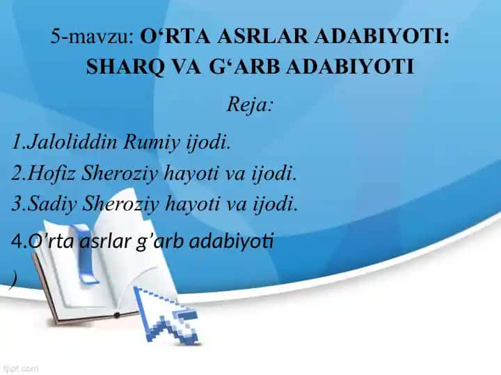 O‘RTA ASRLAR ADABIYOTI: SHARQ VA G‘ARB ADABIYOTI