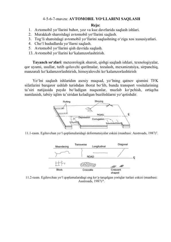 Avtomobil yo‘llarini saqlash